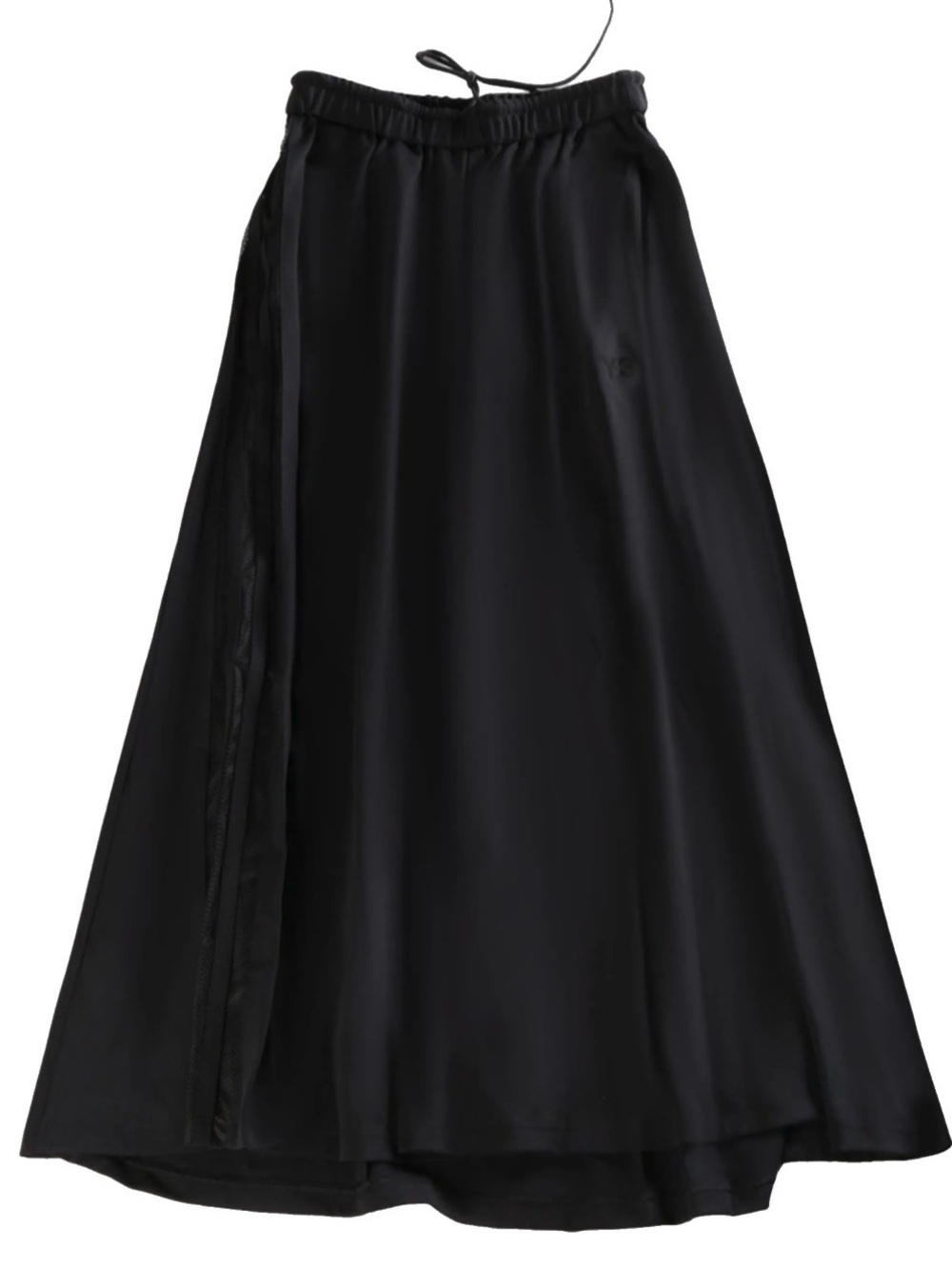 Y-3 Black Flowing Maxi Skirt with Mesh 3-stripe panel